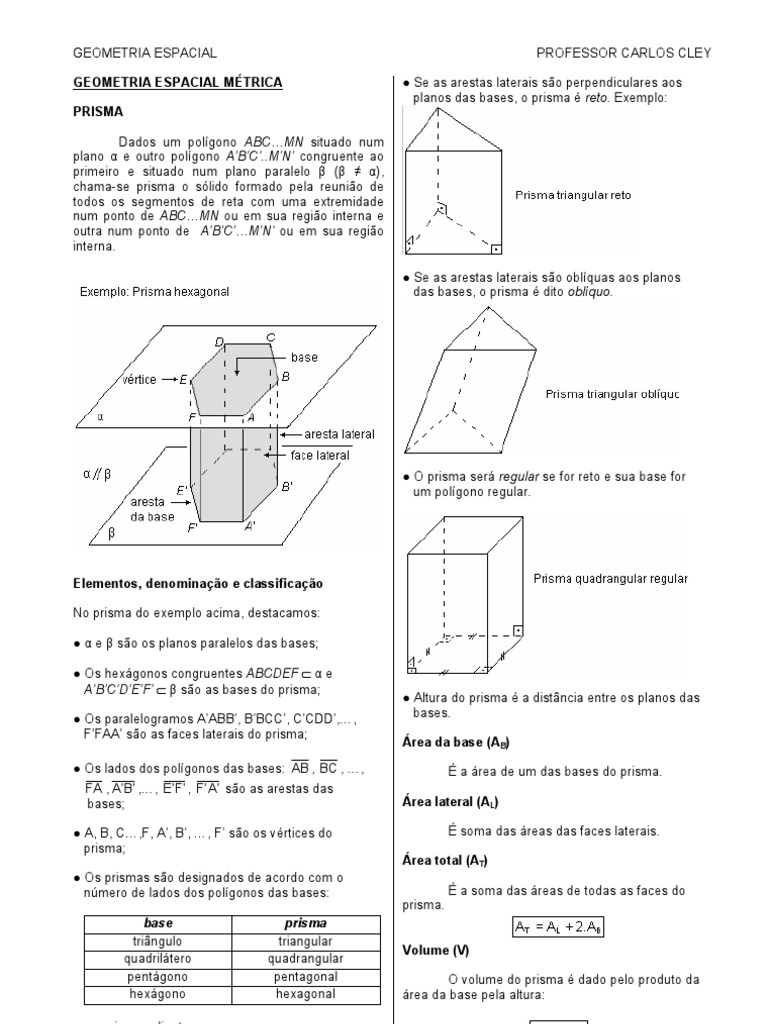 Geometria espacial: prisma, paralelepípedo e cubo | PDF | Triângulo ...