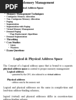 Logical & Physical Address Space - Swapping - Memory Management Techniques