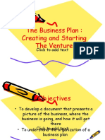 The Business Plan: Creating and Starting The Venture: Click To Add Text