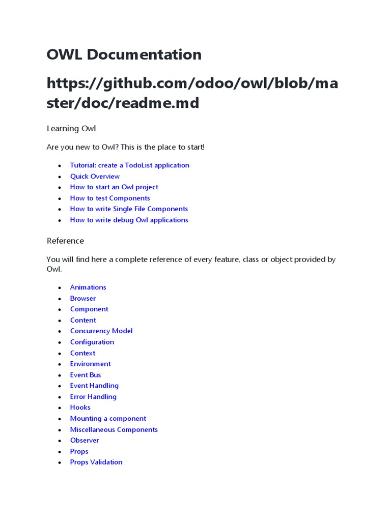 OWL Framework Documentation Overview | PDF | Java Script | Document ...