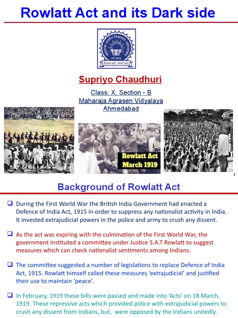 School Project Rowlatt Act | PDF | British India | Social Movements