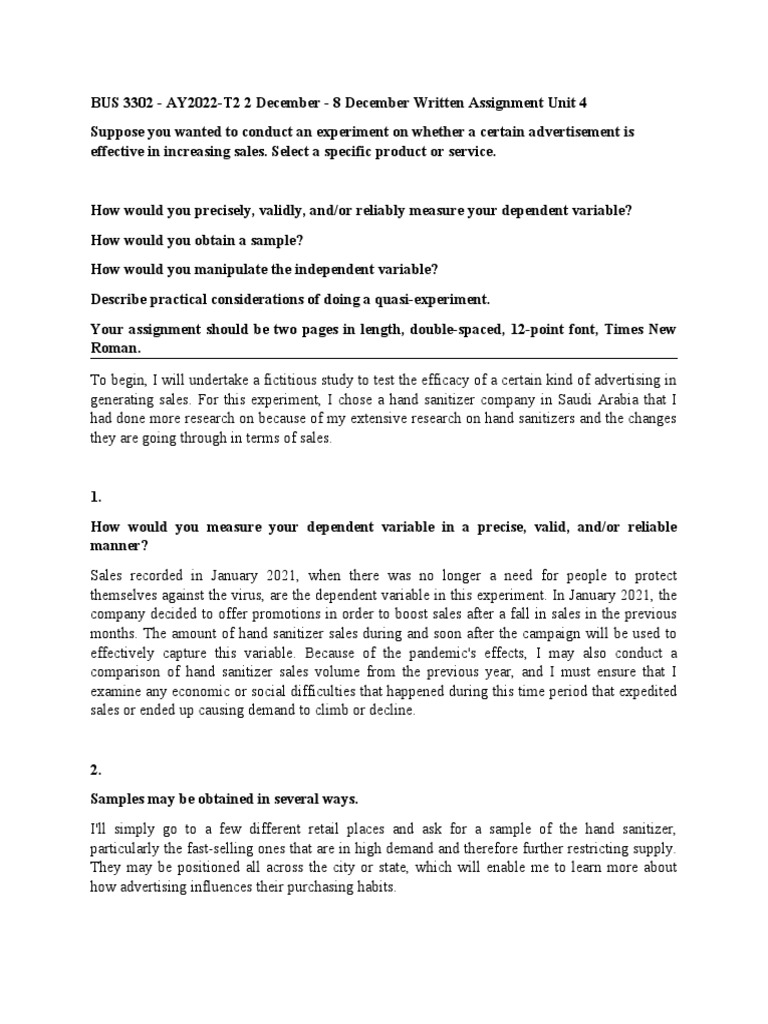 Measuring Ad Effectiveness on Sales | PDF | Experiment | Marketing