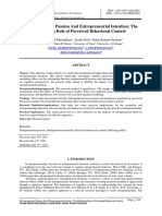 Entrepreneurial Passion and Entrepreneurial Intention: The Mediating Role of Perceived Behavioral Control