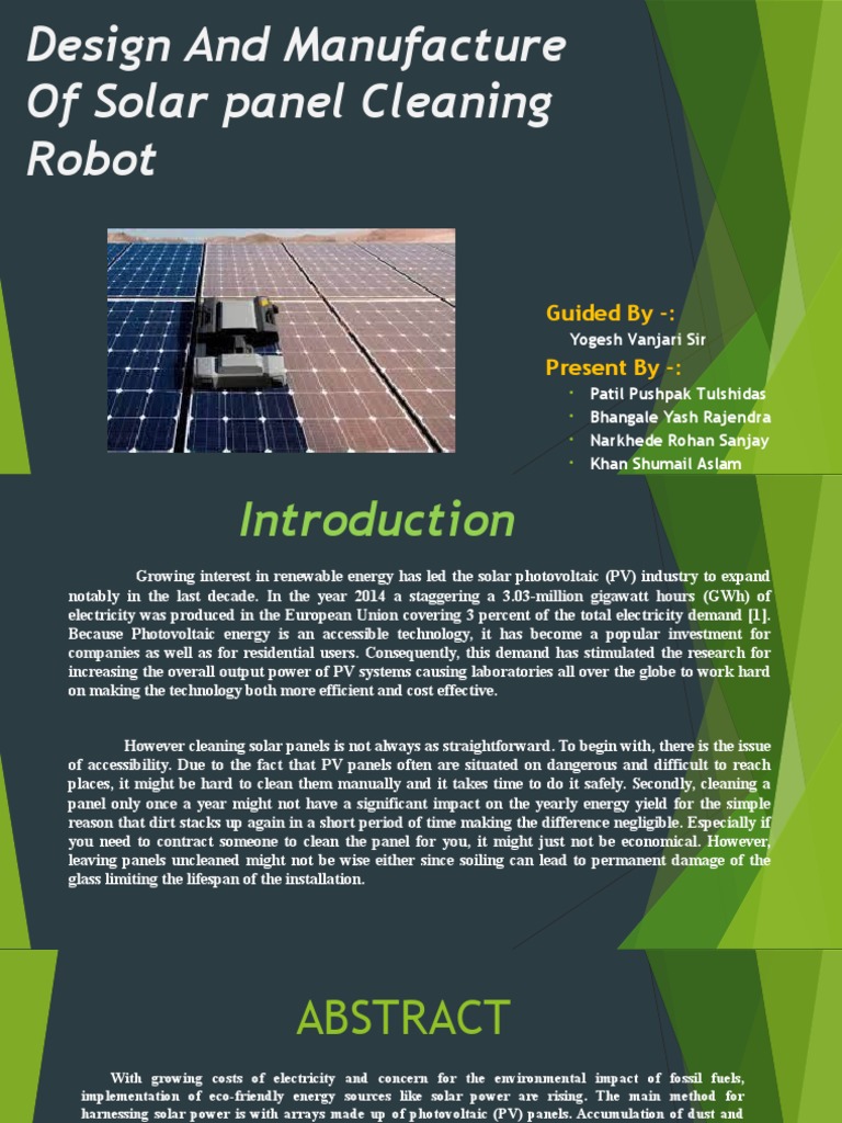 Autonomous Solar Panel Cleaning Robot Design | PDF | Photovoltaics ...