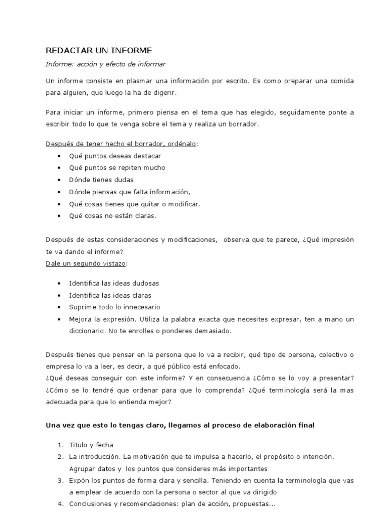 Cómo redactar un informe escrito a mano | PDF