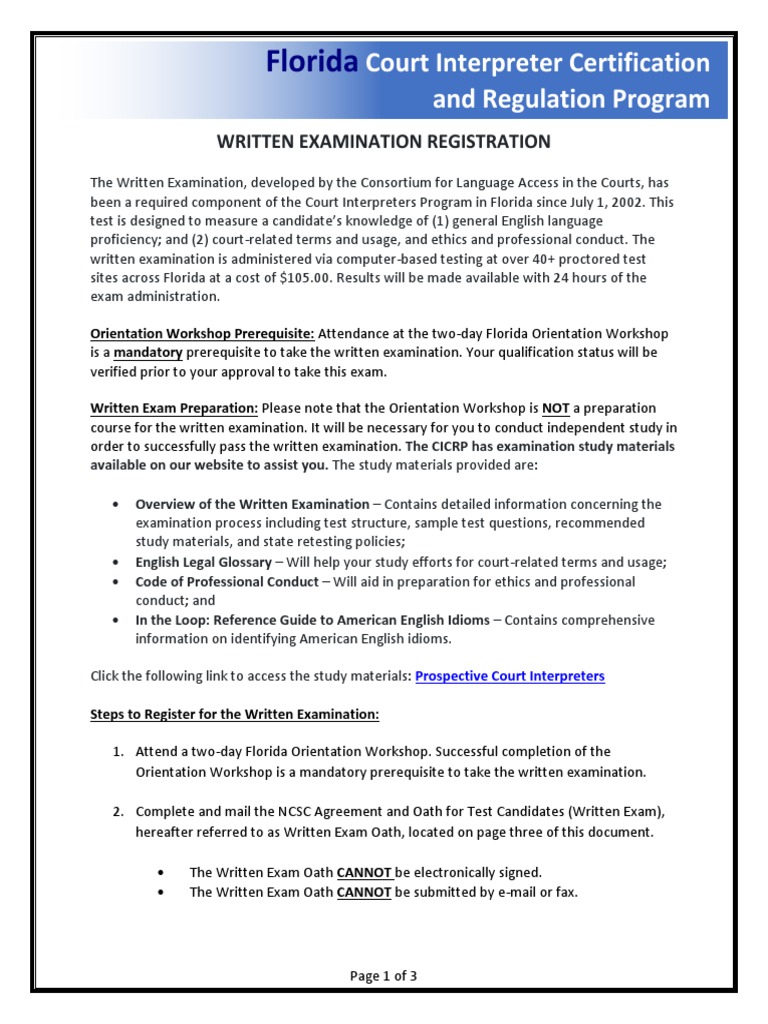 Florida Court Interpreter Certification and Regulation Program PDF