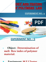 Rheology and Testing of Polymers Lab: Experiment No. - 5