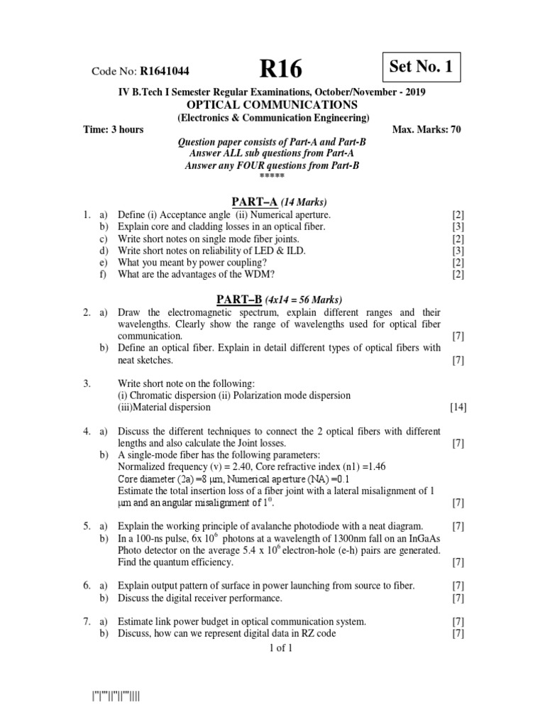 Optical Communications R16 Oct 2019 PDF Optical Fiber Dispersion