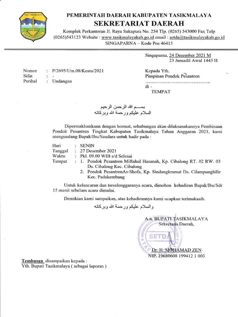 Contoh Undangan Pembinaan Pesantren | PDF