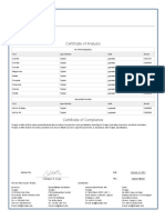 Certificate of Analysis: Ion Chromatography Test Specification Units Result