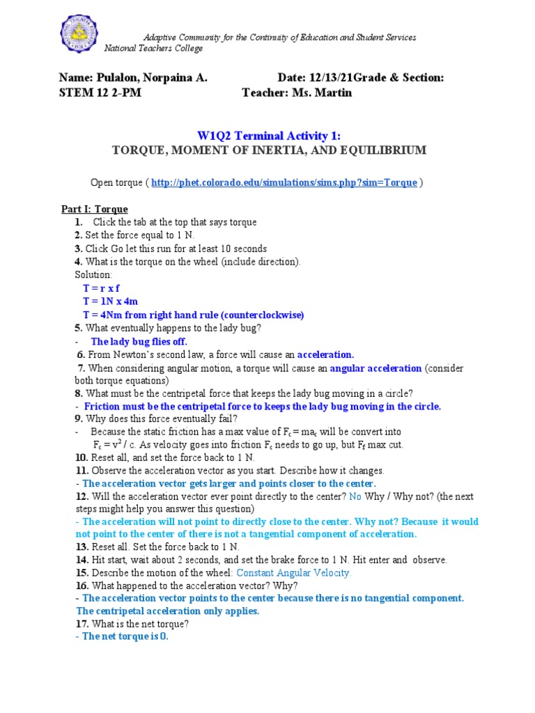 Torque, Moment of Inertia, and Equilibrium | PDF | Acceleration | Torque