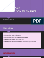 Chapter One: Introduction To Finance: By: DR Hasni BT Abdullah