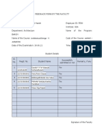 FEEDBACK FORM AAR407 AURAR706 Architectural Design - V