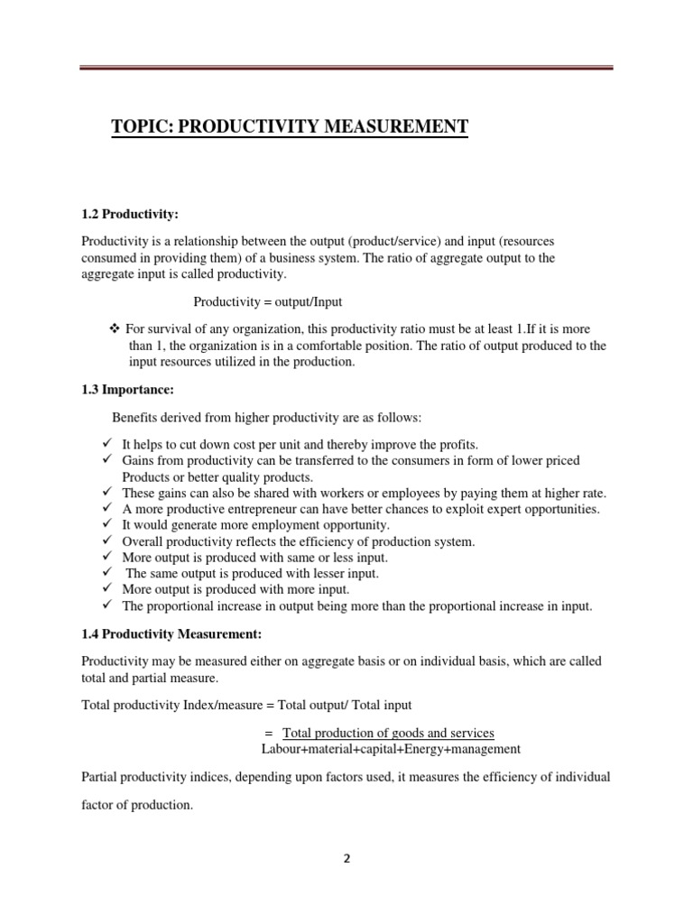 Understanding Productivity Measures | PDF | Factors Of Production ...