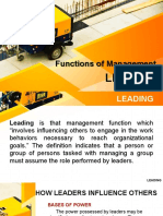 Functions of Management Functions of Management: Leading