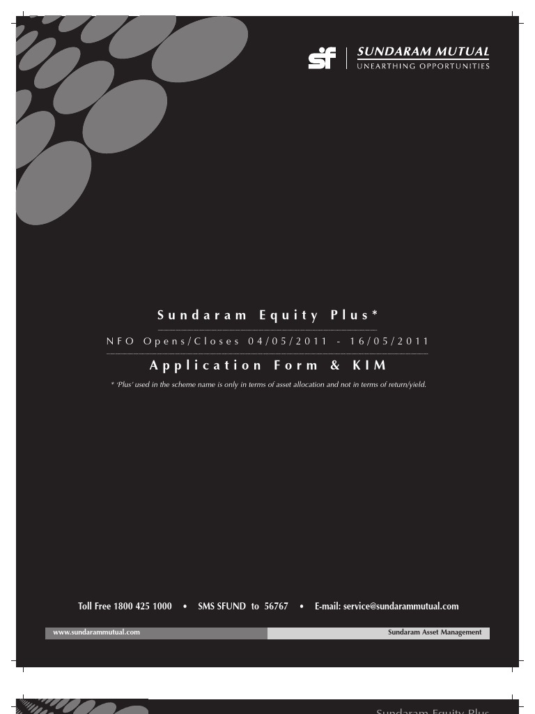 Sundaram Equity Plus Application Form | PDF | Mutual Funds | Investing