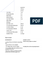 Materials Required Particulars Quantity: Yellowish White Precipitate Was Obtained