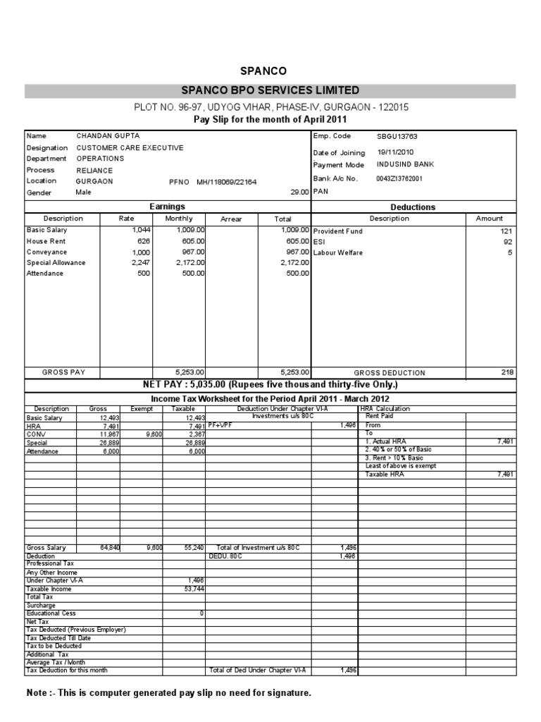 slip april salary Salary Slip April slip april salary Salary Slip April
