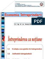 Economia Întreprinderii: Ș.L. Ing. Dr. Ec. Ancuţa Mihaela BĂLTEANU