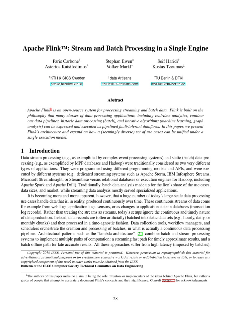 Apache Flink Book Pdf , (PDF) Apache Flink™: Stream and Batch ...