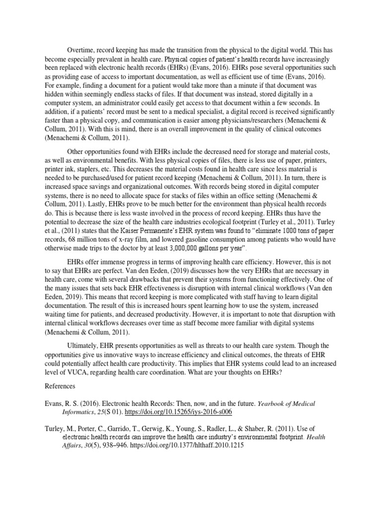 Online Discussion Forum 1 PDF Electronic Health Record Health Care