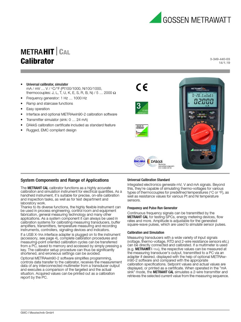 METRAHIT CAL: Universal Calibration Tool | PDF | Calibration ...