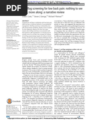 Red flag screening for low back pain
