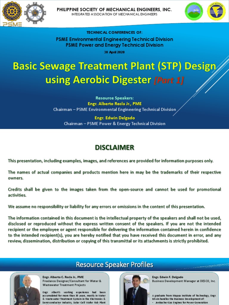 Part 1 Basic STP Using Aerobic Digester PDF Sewage Treatment