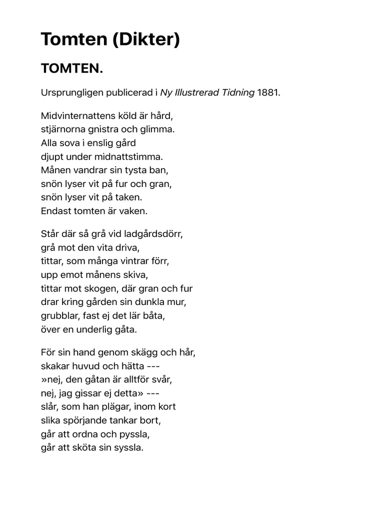 Tomten (Dikter) | PDF