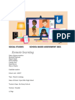 Remote Learning: Social Studies School Based Assessment 2021