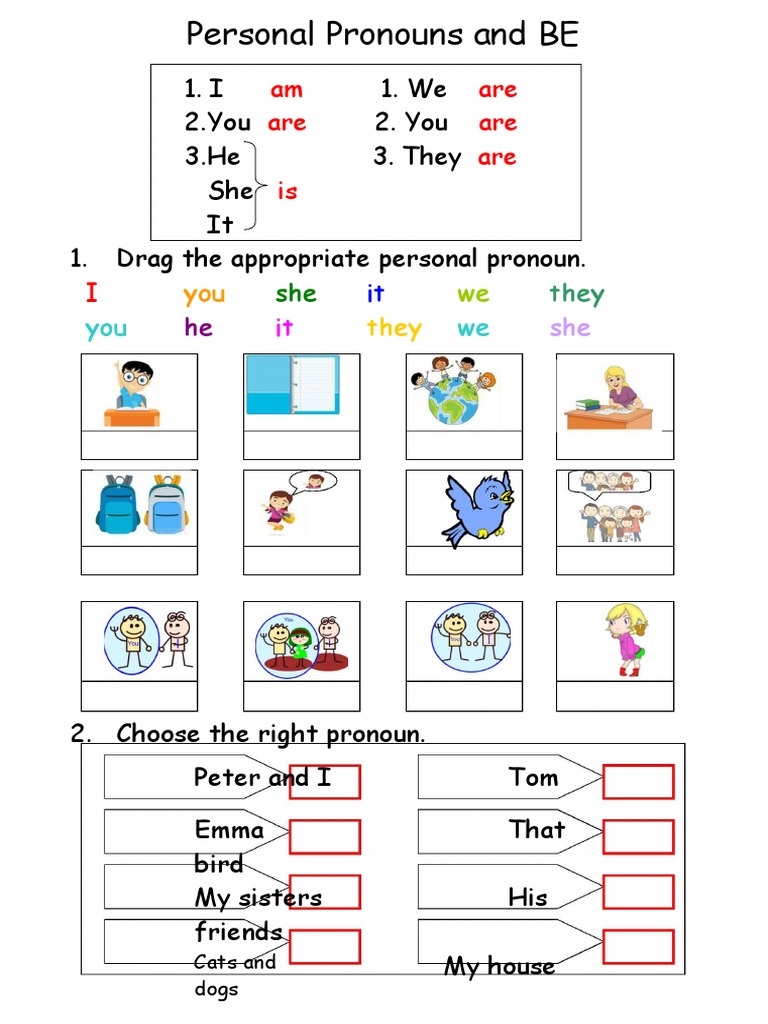 I 1. We 2.you 2. You 3.he 3. They She It 1. Drag The Appropriate