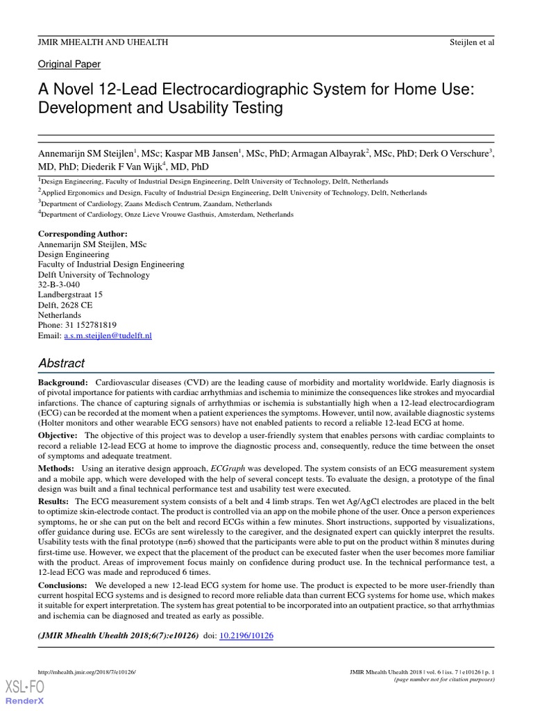 A Novel 12lead ECG System For Home Use - Development and Usability ...