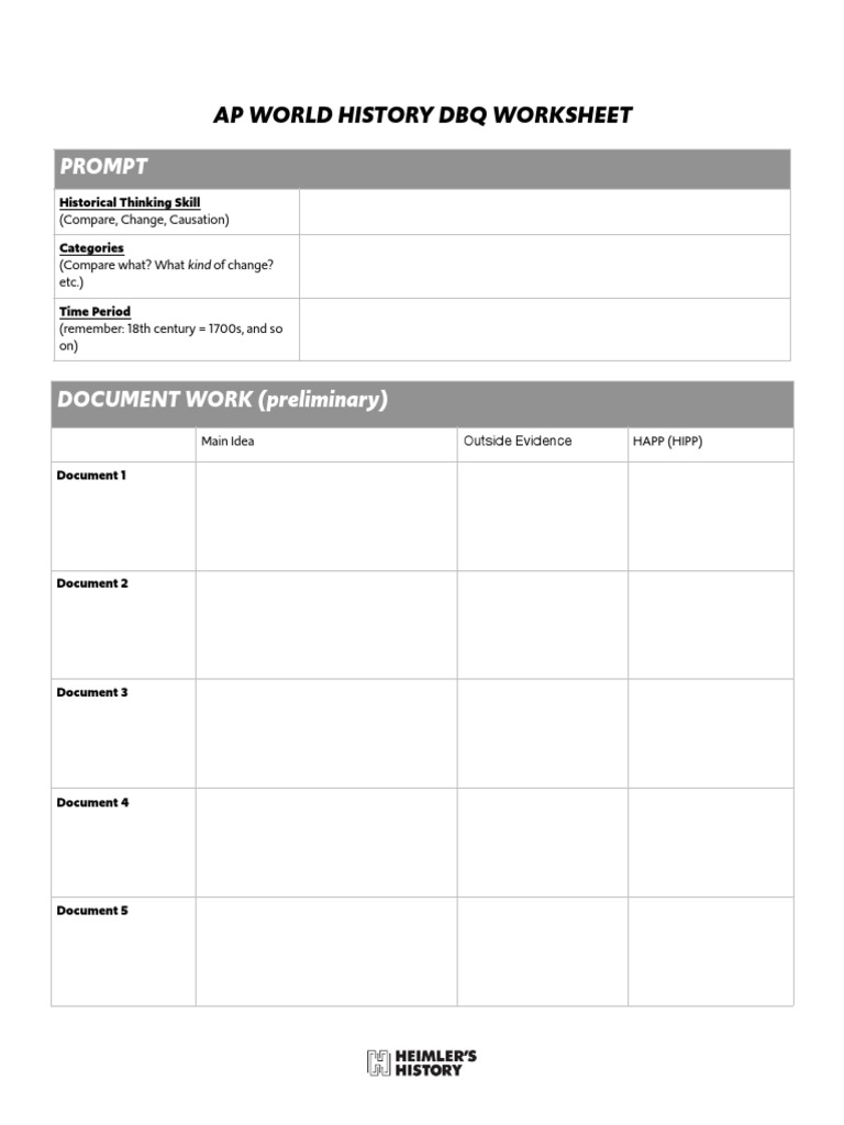 AP World History DBQ Worksheet Guide | PDF