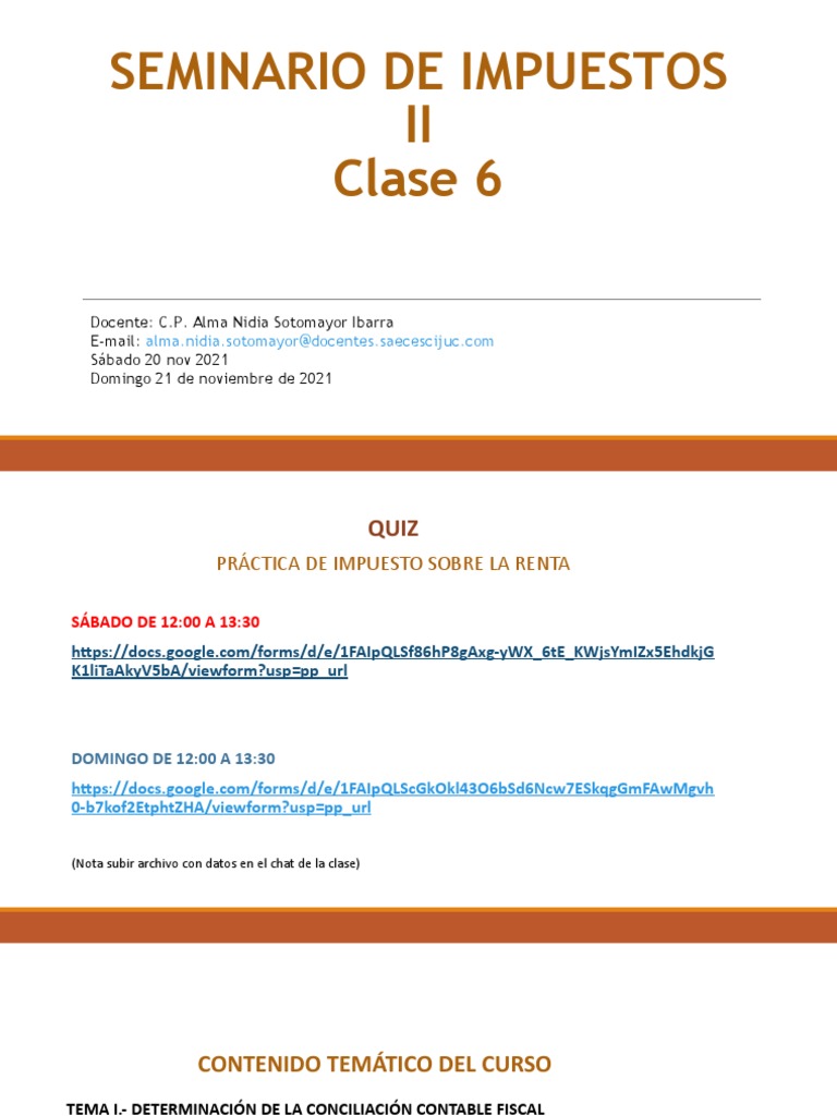 Clase 6 Seminario de Impuestos | PDF | Impuesto sobre la renta | Inflación