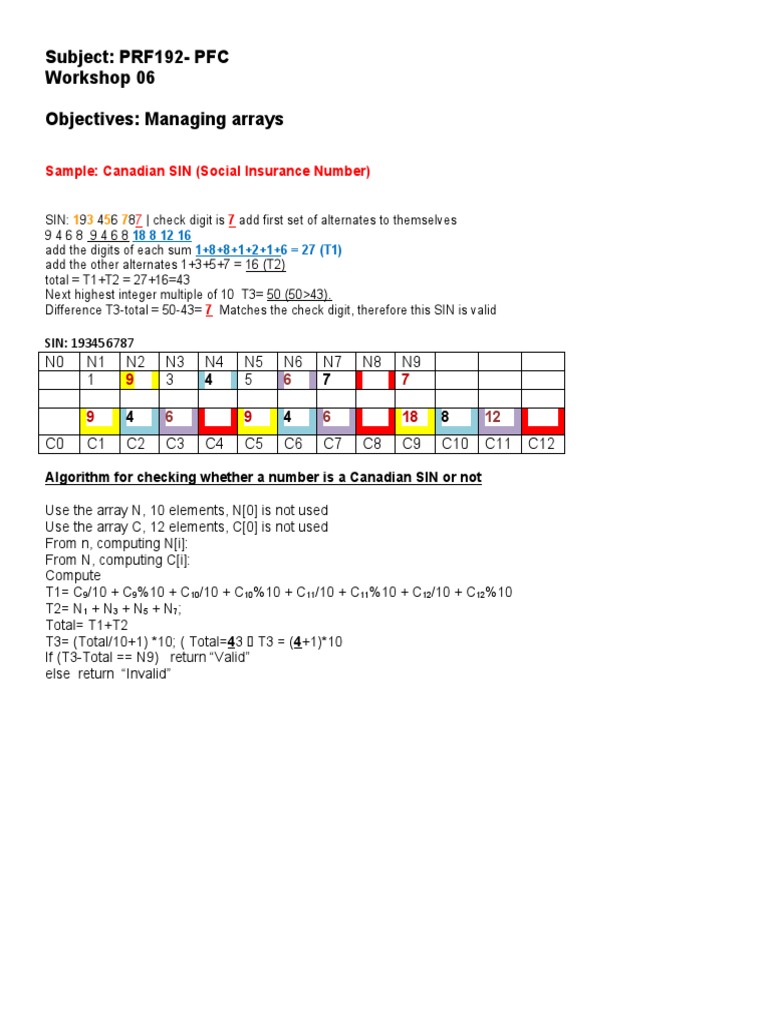 Subject PRF192PFC 06 Objectives Managing Arrays PDF