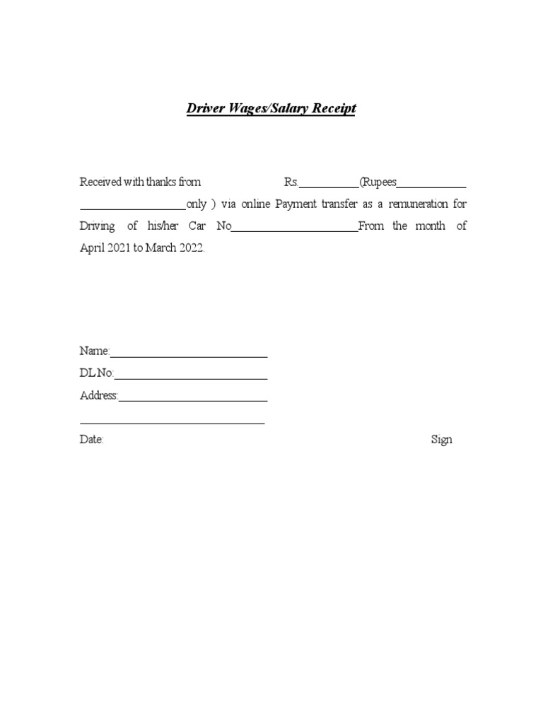 Driver Salary Reimbursement Template PDF PDF