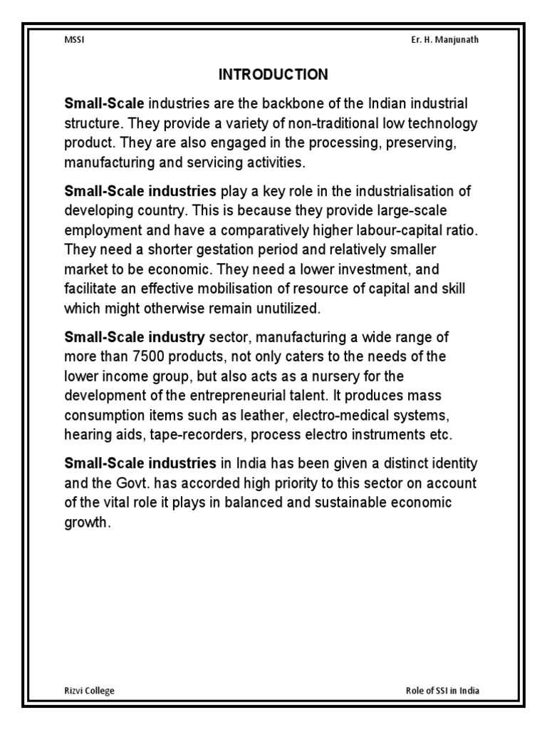Importance of Small-Scale Industries | PDF | Economies | Economic Growth