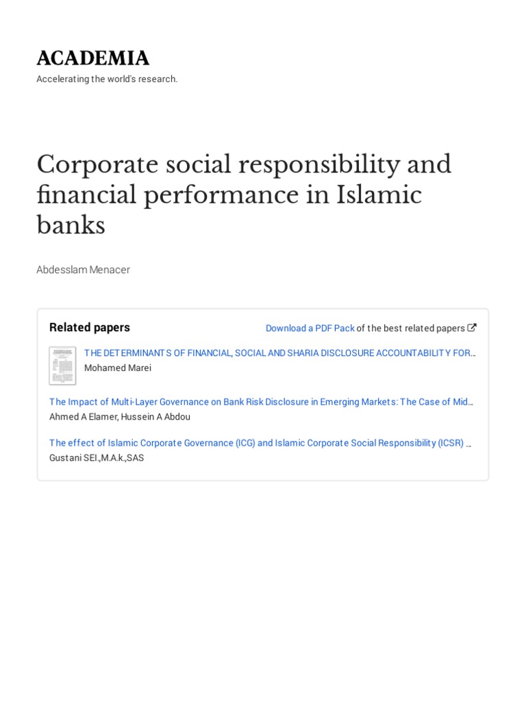 Corporate Social Responsibility and Financial Performance in Islamic ...