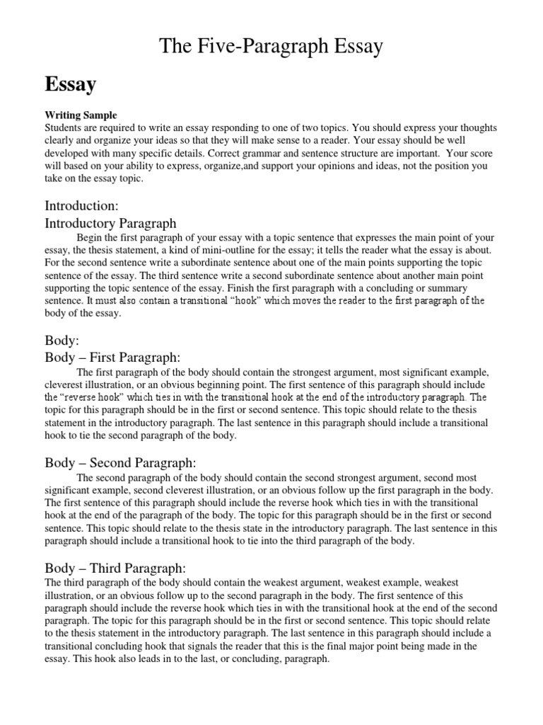 components of a good essay handout