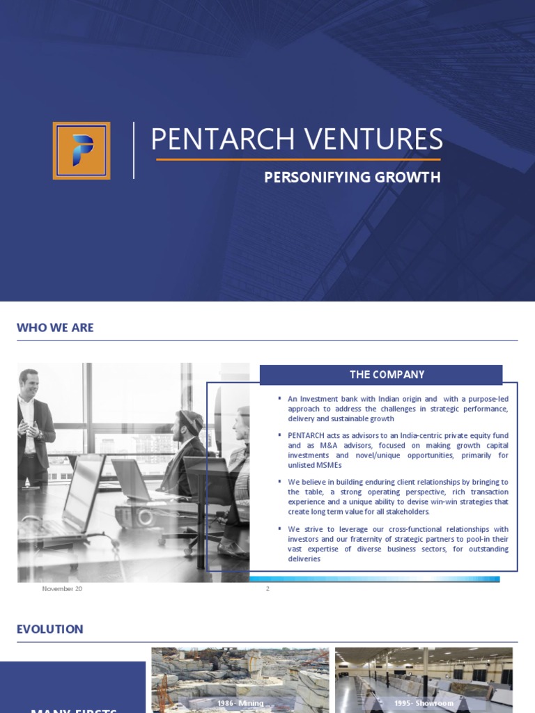 Corporate Presentation Pentarch Ventures Pdf Mergers And