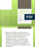 Produção de energia a partir dos Residuos do Lixo