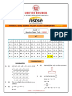 NSTSE Revised Answer Key 2021 For Class 6 QP Code UN464