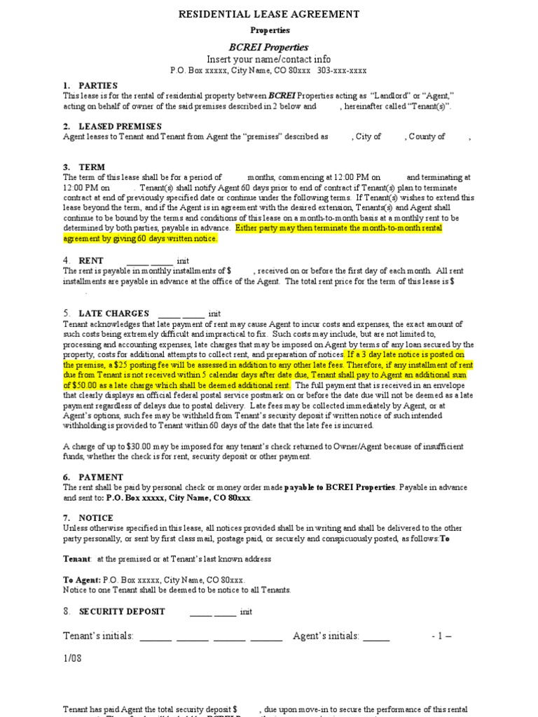 BCREI Blank Lease (No Pets) PDF Lease Leasehold Estate