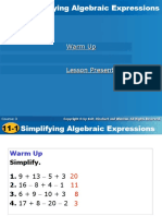 Simplifying Algebraic Expressions