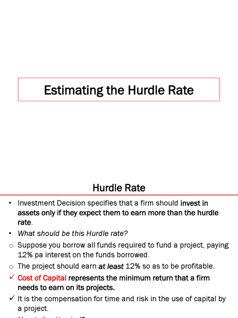 4 Estimating The Hurdle Rate PDF Cost Of Capital Beta (Finance)