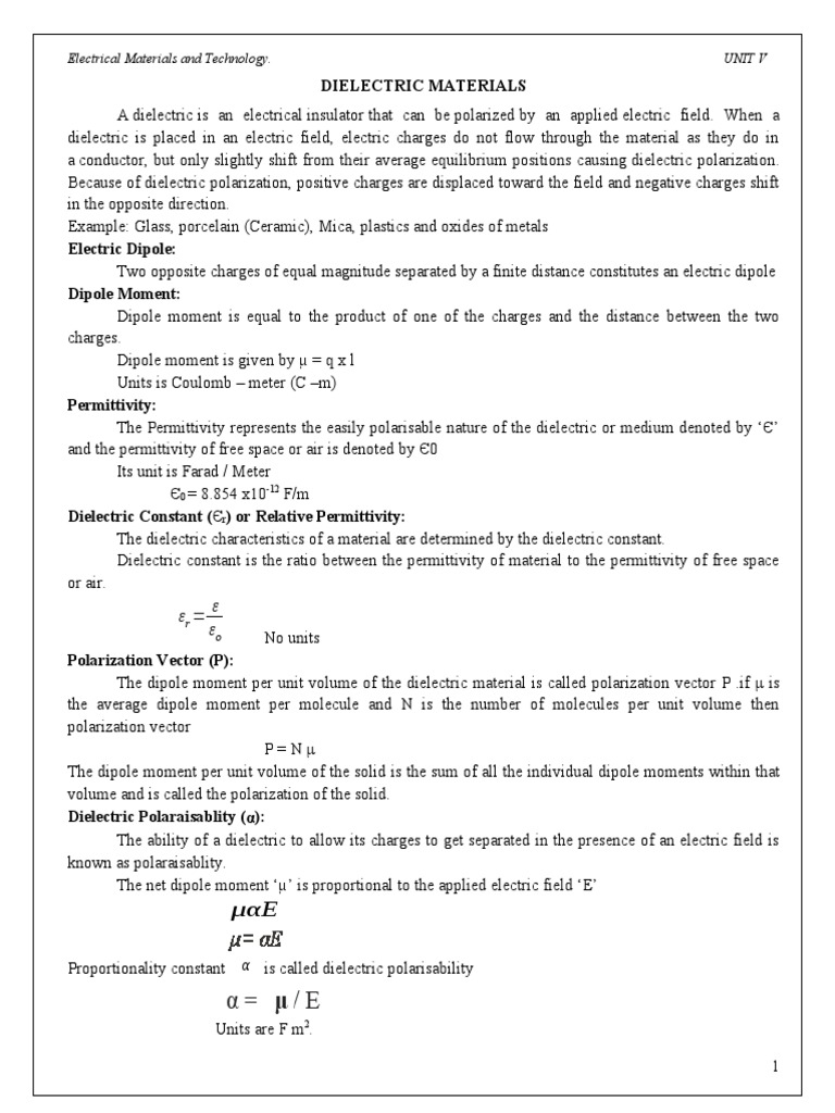 Understanding Dielectric Materials | PDF | Dielectric | Electrical ...