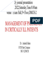 Management of Pneumonia in Critically Ill Patients: DR - Aminul Islam FCPS Part-2 Trainee MU-5, DMCH