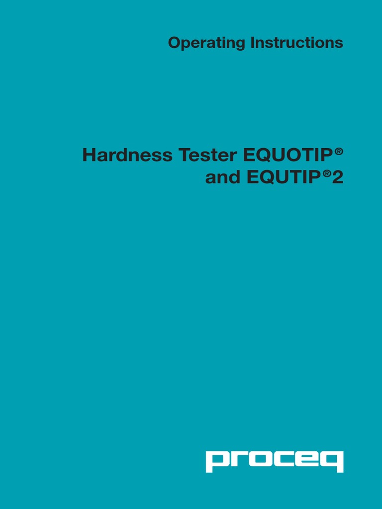 Proceq Equotip 2 Operator Manual PDF Hardness Calibration