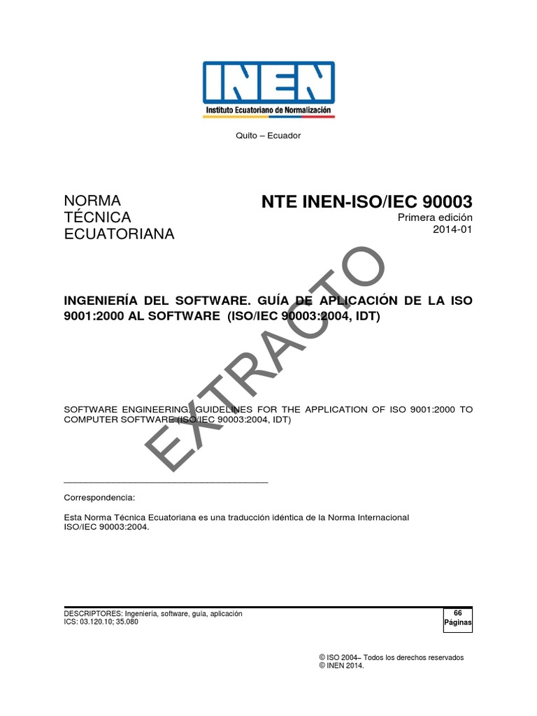 Nte Inen Iso Iec 90003 | PDF | Organización internacional para la ...