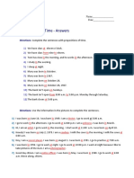 Prepositions of Time - Answers